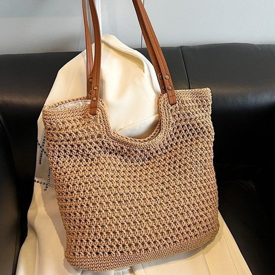 Women's Straw Fresh Holiday Crochet Woven Large Capacity Totes Bags