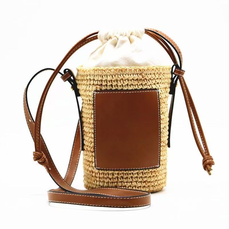 Raffia Cylinder Straw Hand-woven Seaside Vacation Women's Messenger Bag