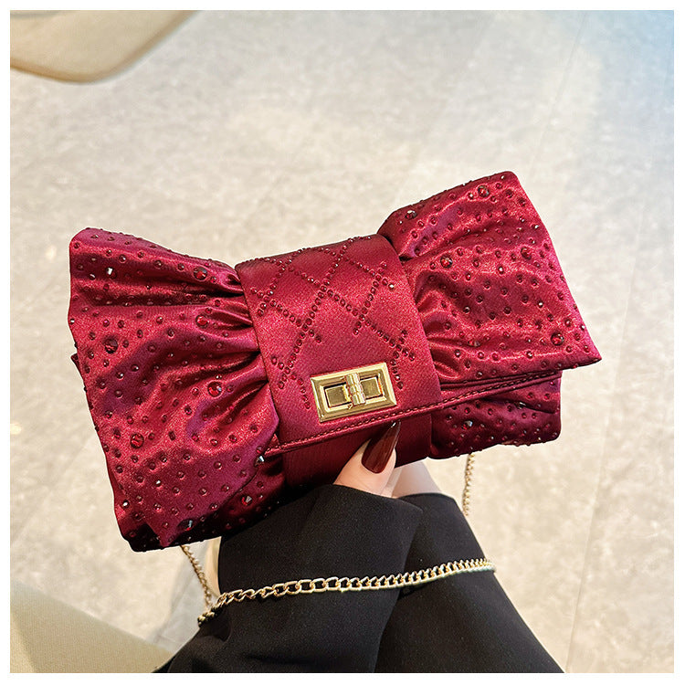 Bow Full Diamond Light Luxury Banquet Clutch Dinner Bag