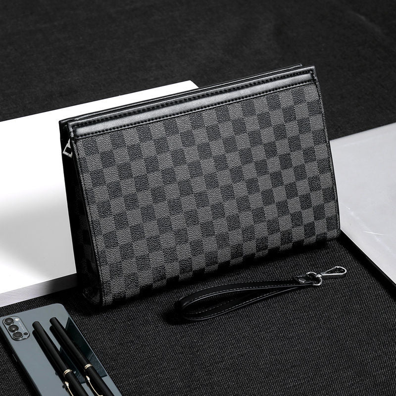 Men's Male Hand Large Capacity Plaid Fashion Men's Clutch