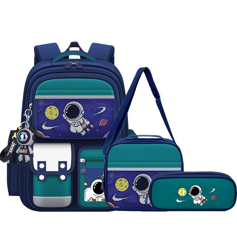 Three-piece Set Astronaut Grade One To Six Boys Spine Backpacks