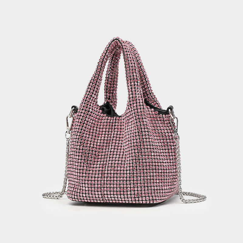Women's Full Diamond Rhinestone Chain Shiny Portable Bucket Bags