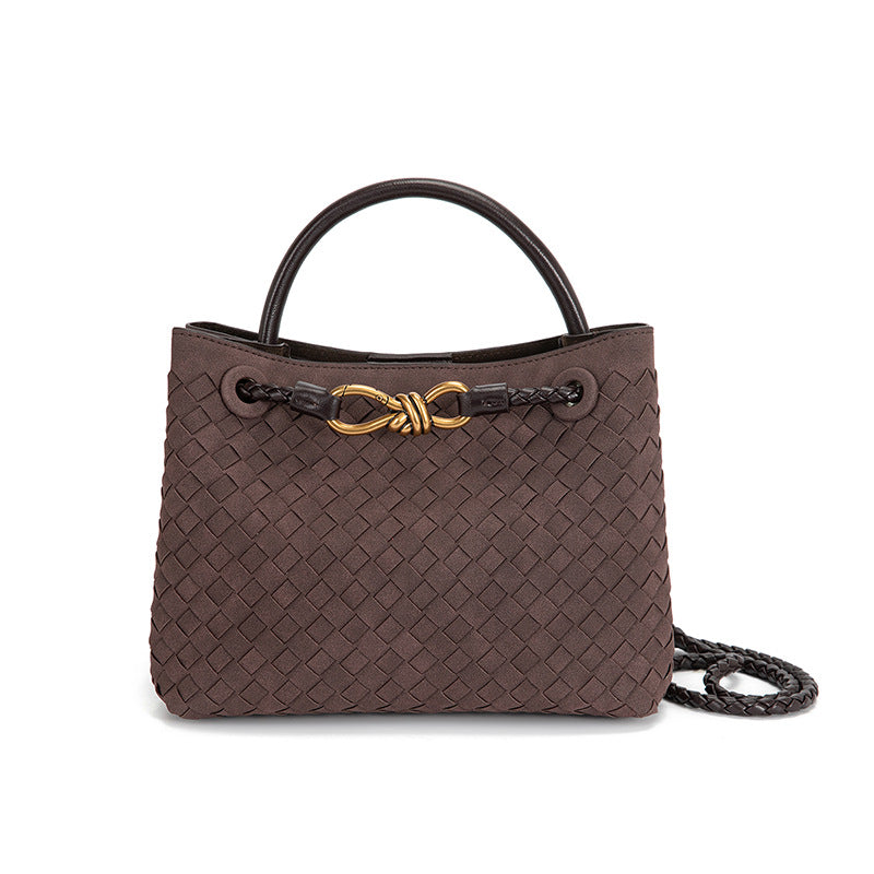 Women's Style Woven Metal Cord Fastener Portable Tote Bags
