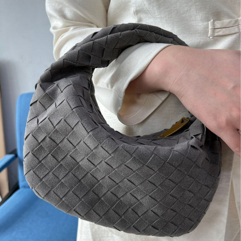 Women's Handmade Frosted Woven Croissant Fashion Women's Shoulder Bag