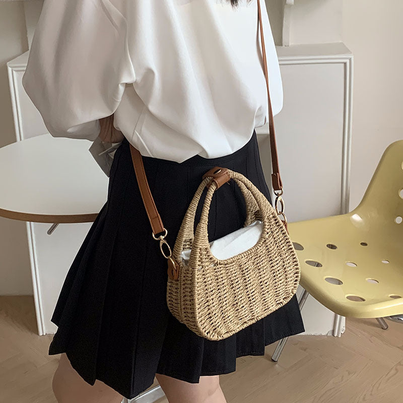 Straw Versatile Woven Vacation Beach Korean Style Women's Messenger Bag