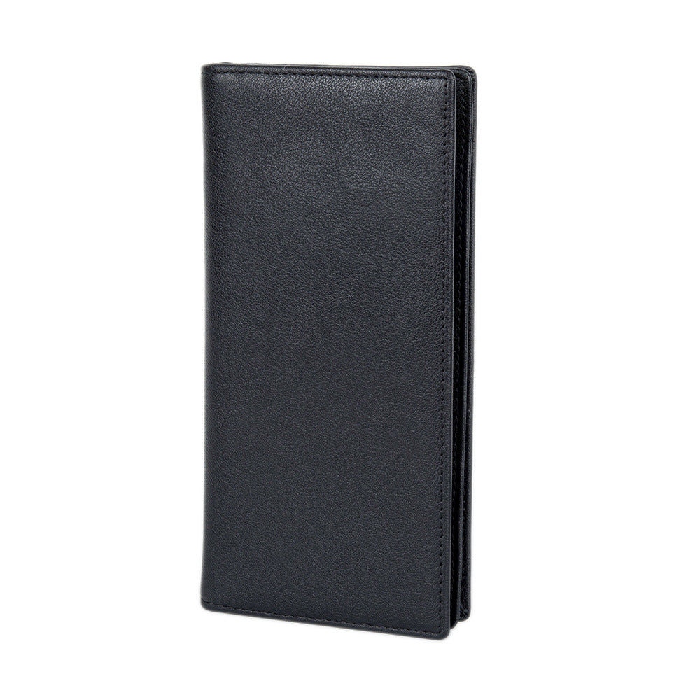 Men's Real Leather Long Suit Two Fold Multi Slots Business Leisure Bags