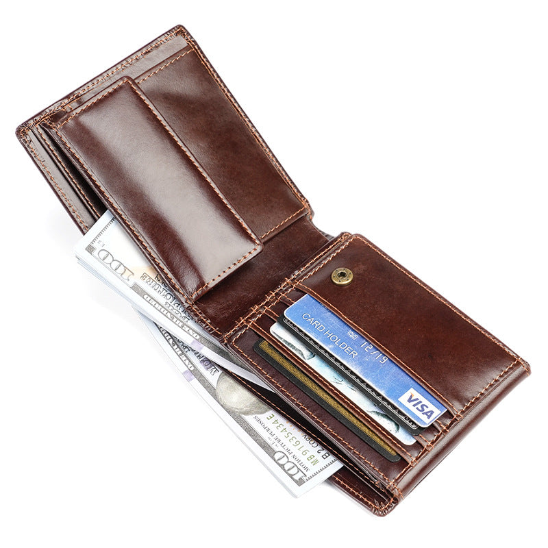 Women's & Men's Cowhide Short With Pocket Trendy Multi Men's Wallet