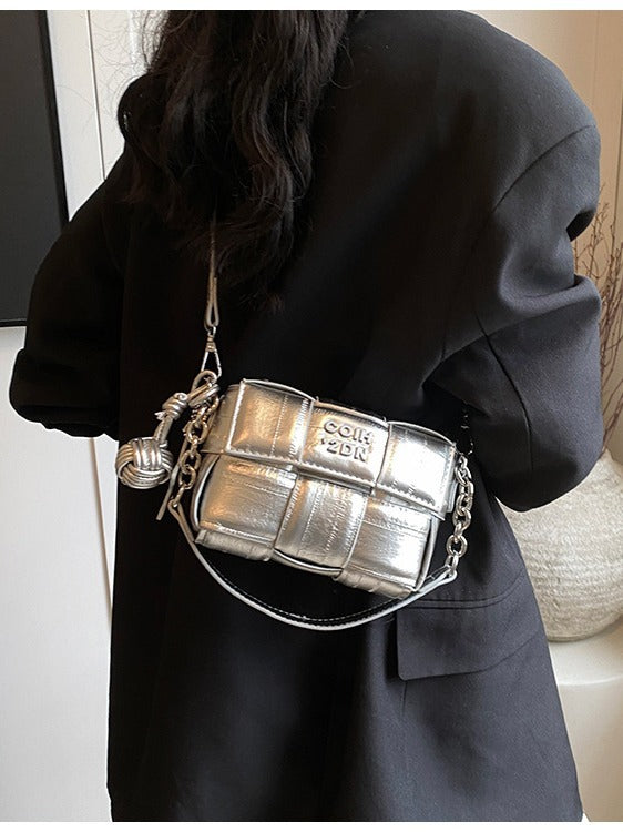 Women's Fashion Woven Ball Chain Design For Small Square Bag