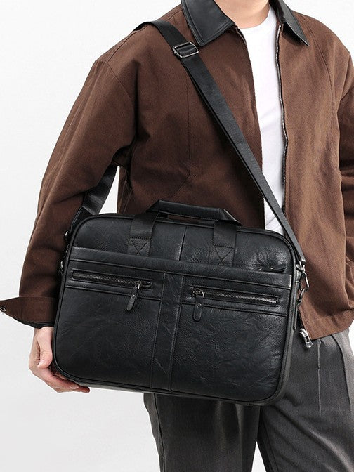 Men's Crazy Horse Pattern Advanced Sense Business Men's Briefcase