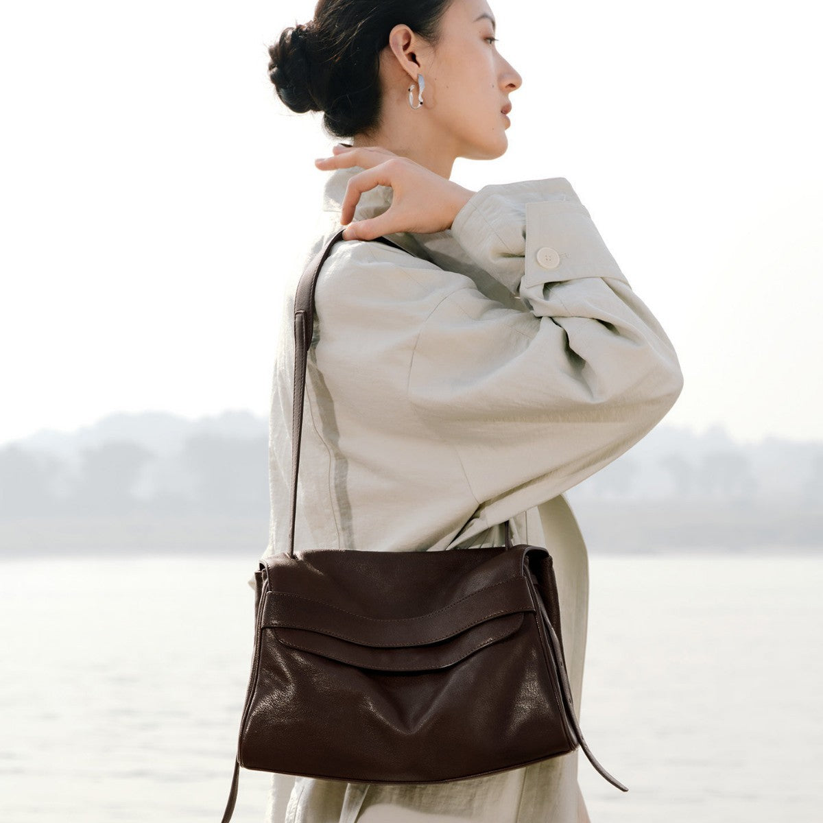 Women's Deer Vegetable Tanned Sheepskin Free Commuter Large Capacity Bags