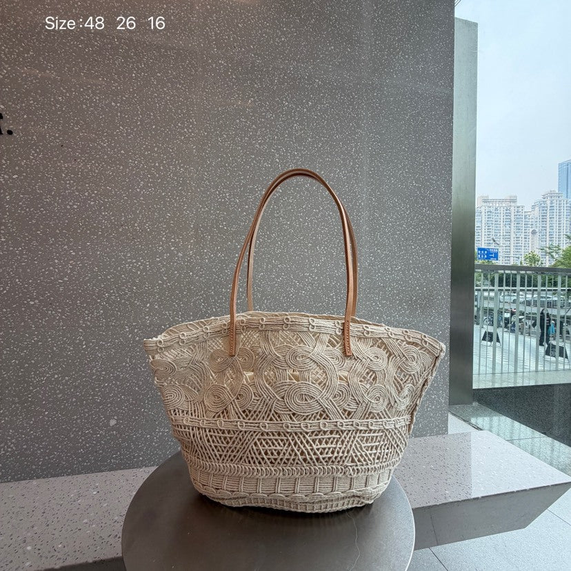 Weaving Hollow Seaside Vacation Beach Trendy Fashion Retro Large Women's Shoulder Bag