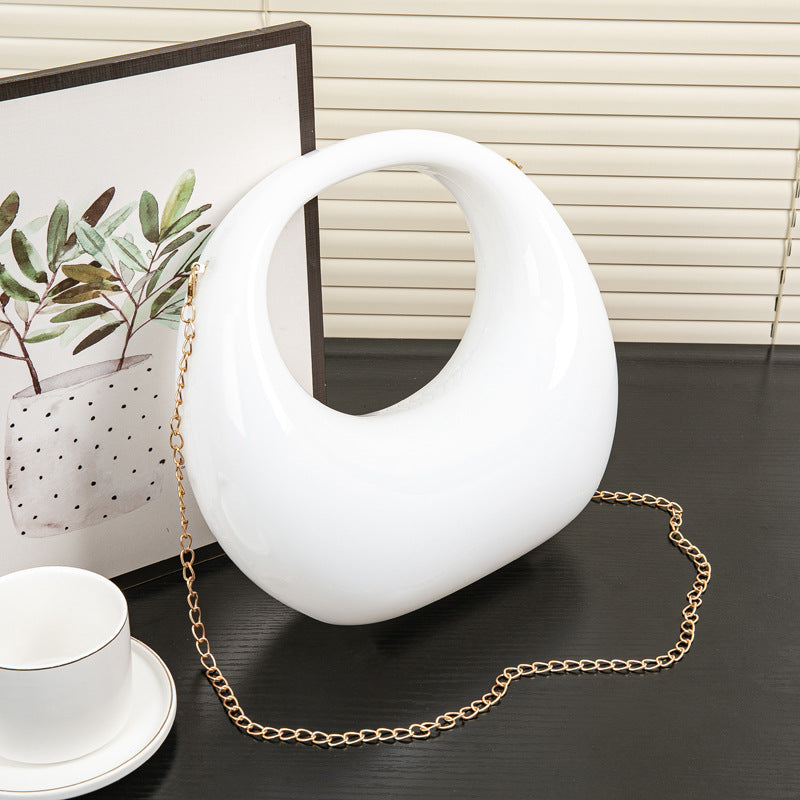 Cool Crescent Gold Sier Makeup Acrylic Dinner Bag