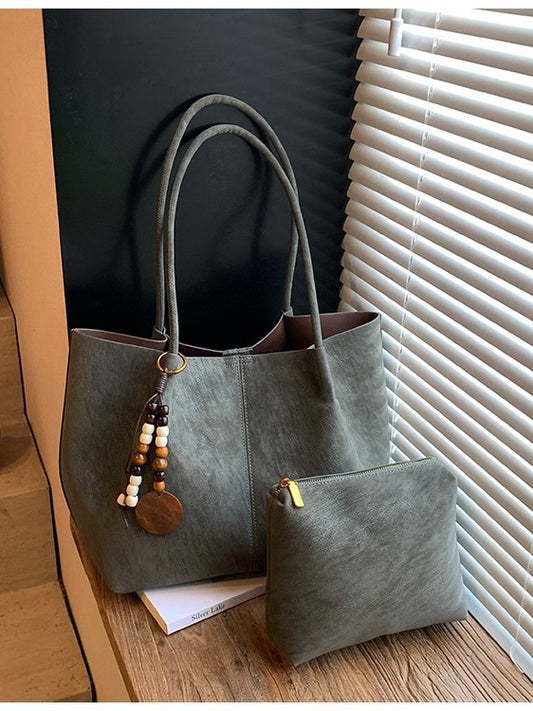 Women's Fashionable High-grade Solid Color Large Capacity Lazy Tote Bag