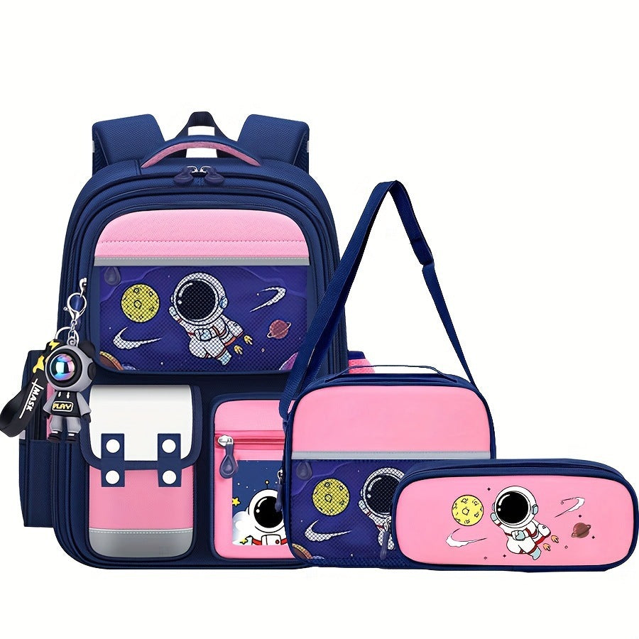 Three-piece Set Astronaut Grade One To Six Boys Spine Backpacks