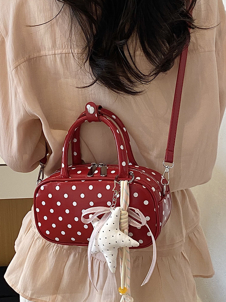 Korean Style Niche Sweet Bow Polka Dot Light Luxury Small Square Bag
