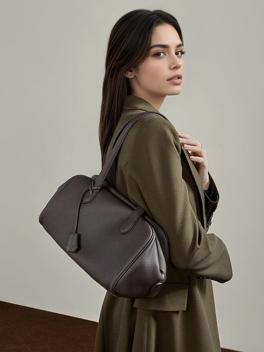 First Layer Cowhide Underarm Simple Fashion Female Women's Shoulder Bag