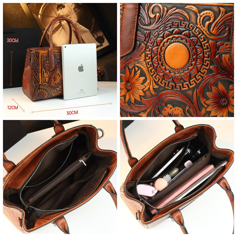 Women's Genuine Leather Mom Simple Versatile Large Women's Handbag
