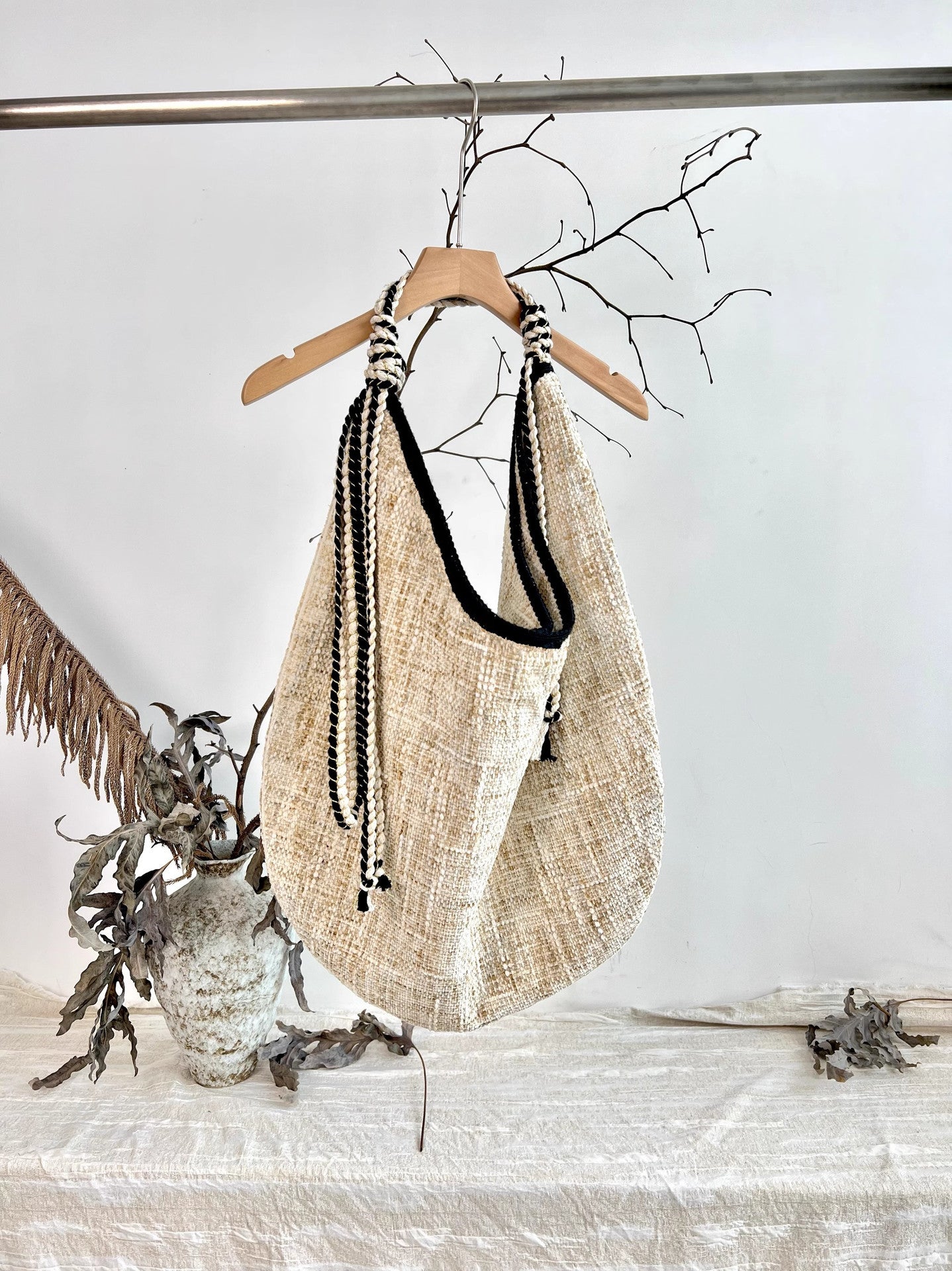 Model Chenille Woven Classic Style Ribbon Women's Messenger Bag