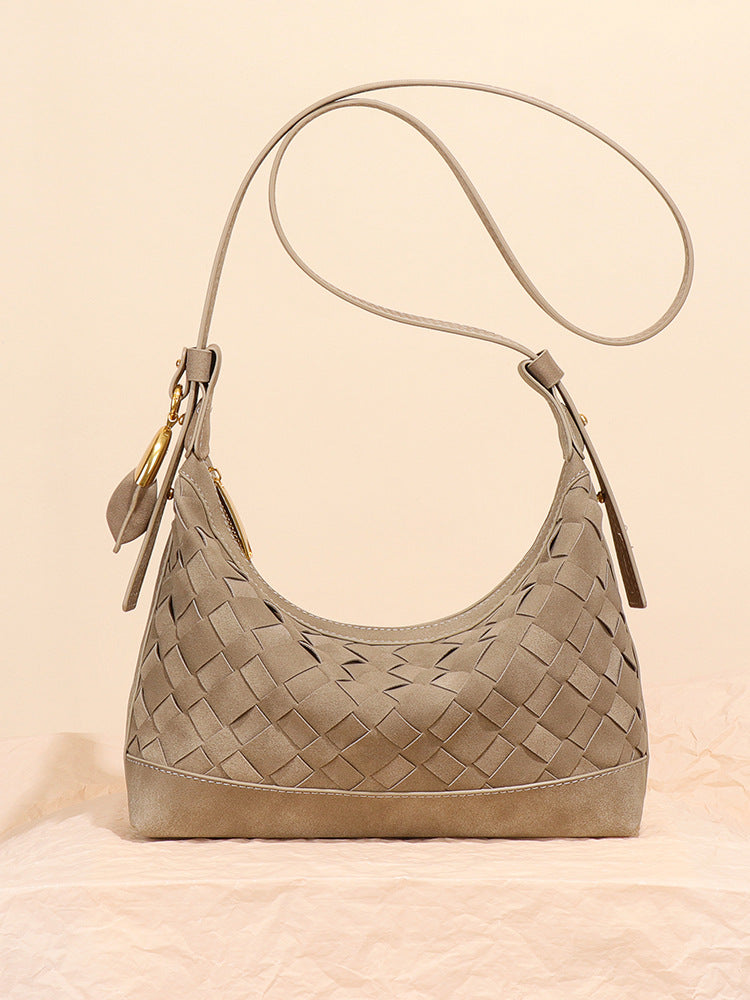 Women's Woven Underarm Suede Hand Carrying Selenodont Women's Shoulder Bag