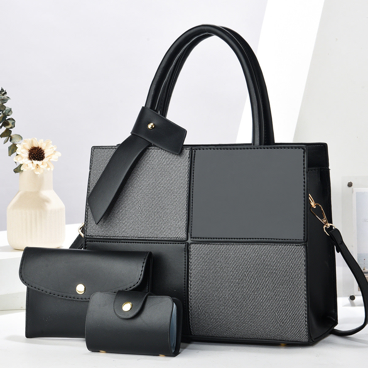 Stitching Large Capacity Shaping Retro Fashion High Sense Women's Shoulder Bag