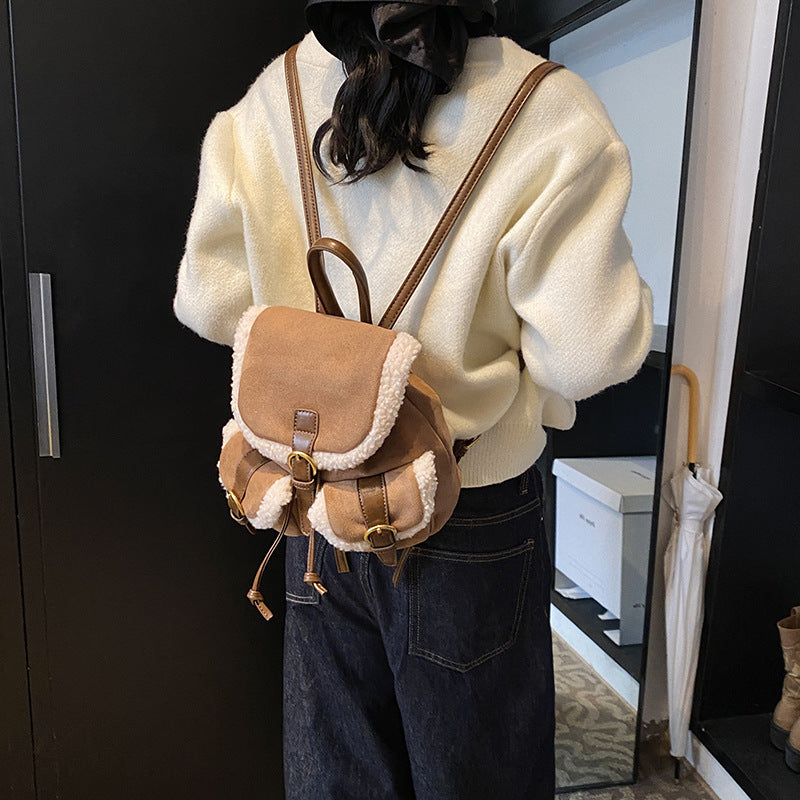 Fashionable Vintage Lamb Wool Veet Niche Advanced Women's Messenger Bag