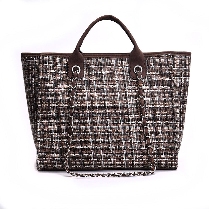 Women's Korean Fashion Plaid Contrast Color Chain Portable Women's Shoulder Bag