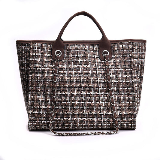 Women's Korean Fashion Plaid Contrast Color Chain Portable Women's Shoulder Bag