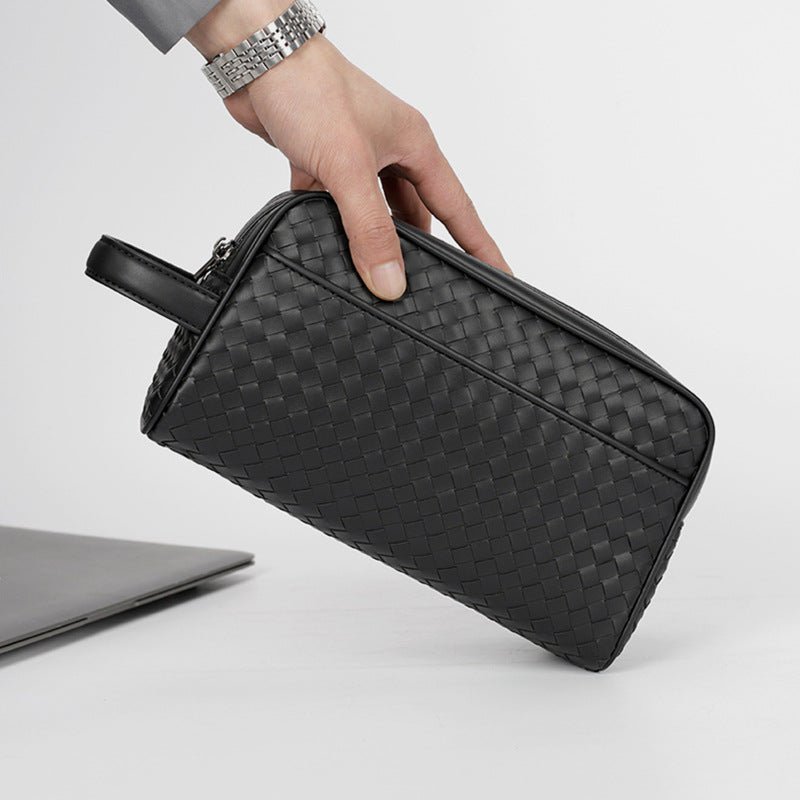 Men's Hand-woven Wash Double Layer Zipper Men's Clutch