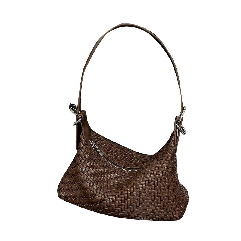 Women's Underarm Korean Style Trendy Coffee Brown Woven Women's Messenger Bag