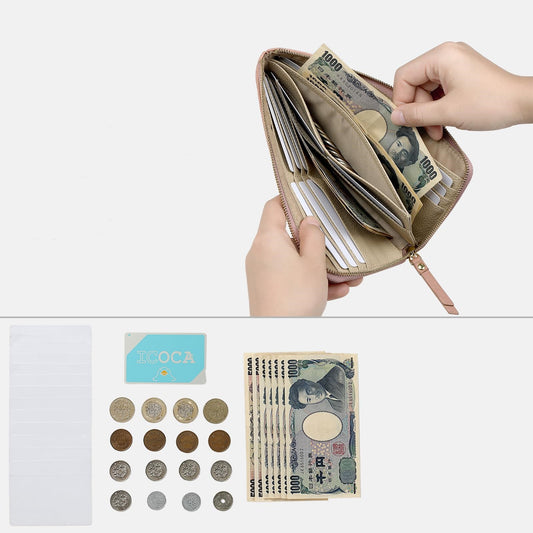 Women's Genuine Leather Litchi Pattern Zipper Fashion Long Change Bags