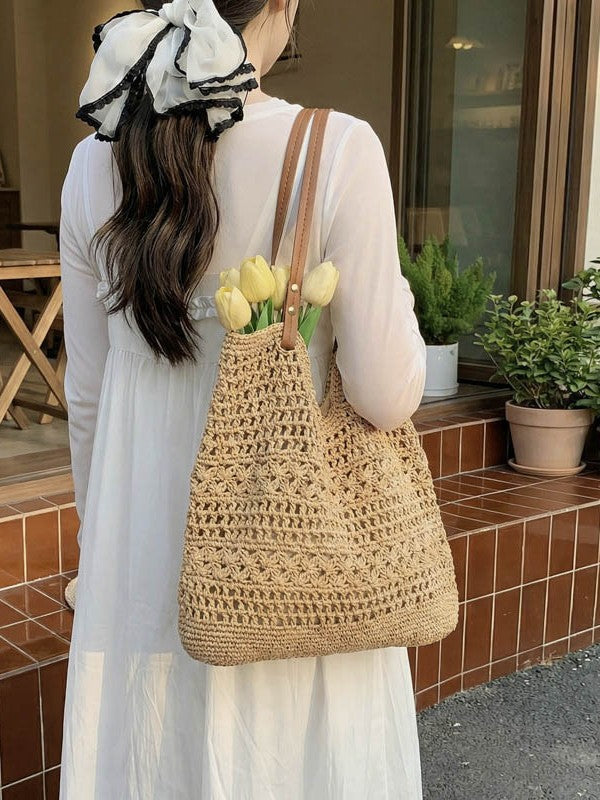 Seaside Holiday Knitted Hand-woven Large Capacity Beach Tote Bags