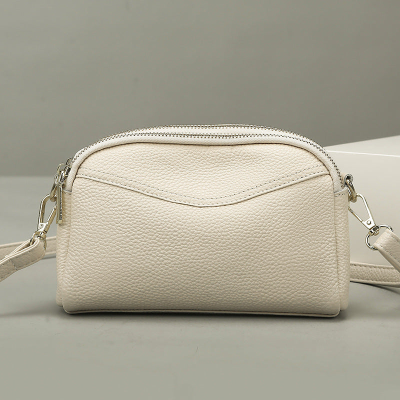 Layer Zipper First Cattlehide Leather Fashion Genuine Shell Women's Messenger Bag