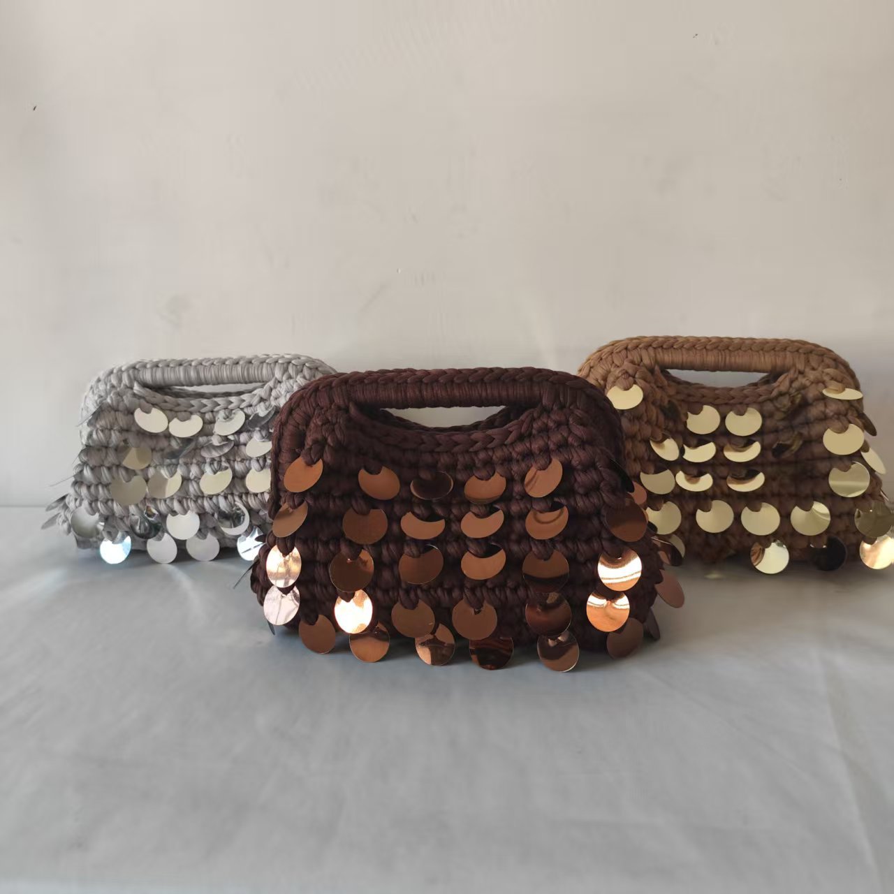 Autumn Pure Hand-woven Sequined Cloth Strip Women's Clutch