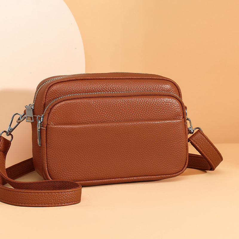 Women's Vintage Leather First Layer Cowhide Underarm Small Square Bag