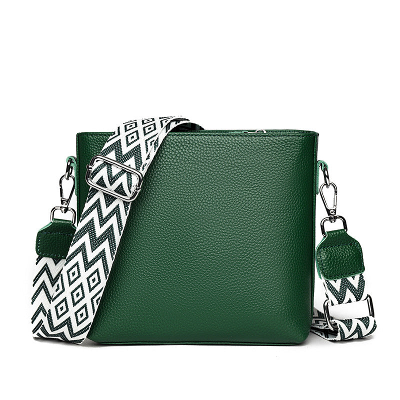 Women's Genuine Leather Niche Solid Color Broadband Top Layer Bags