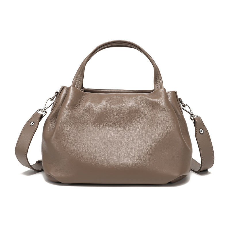 Women's Layer Cowhide Pleated Cloud Large Capacity Tote Bags