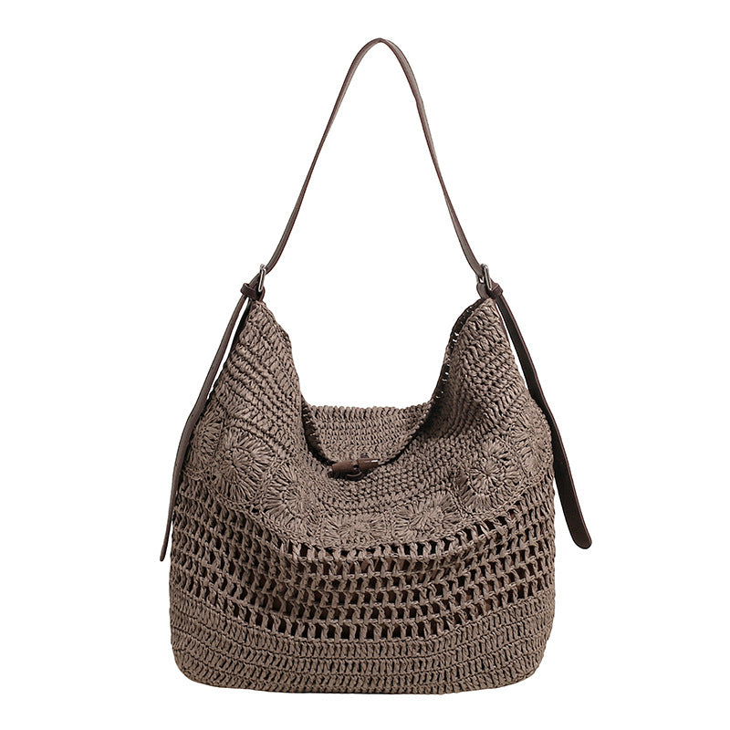 Women's Straw Woven Large Capacity Mesh Hollow Out Seaside Vacation Shoulder Bags