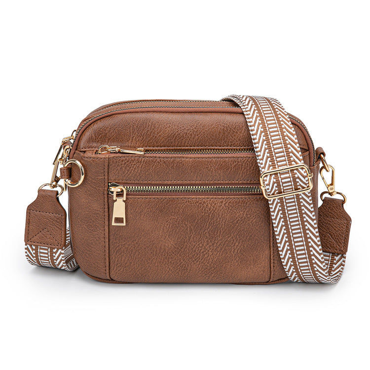 Chessboard Plaid Fashion Retro Double Zipper Women's Shoulder Bag