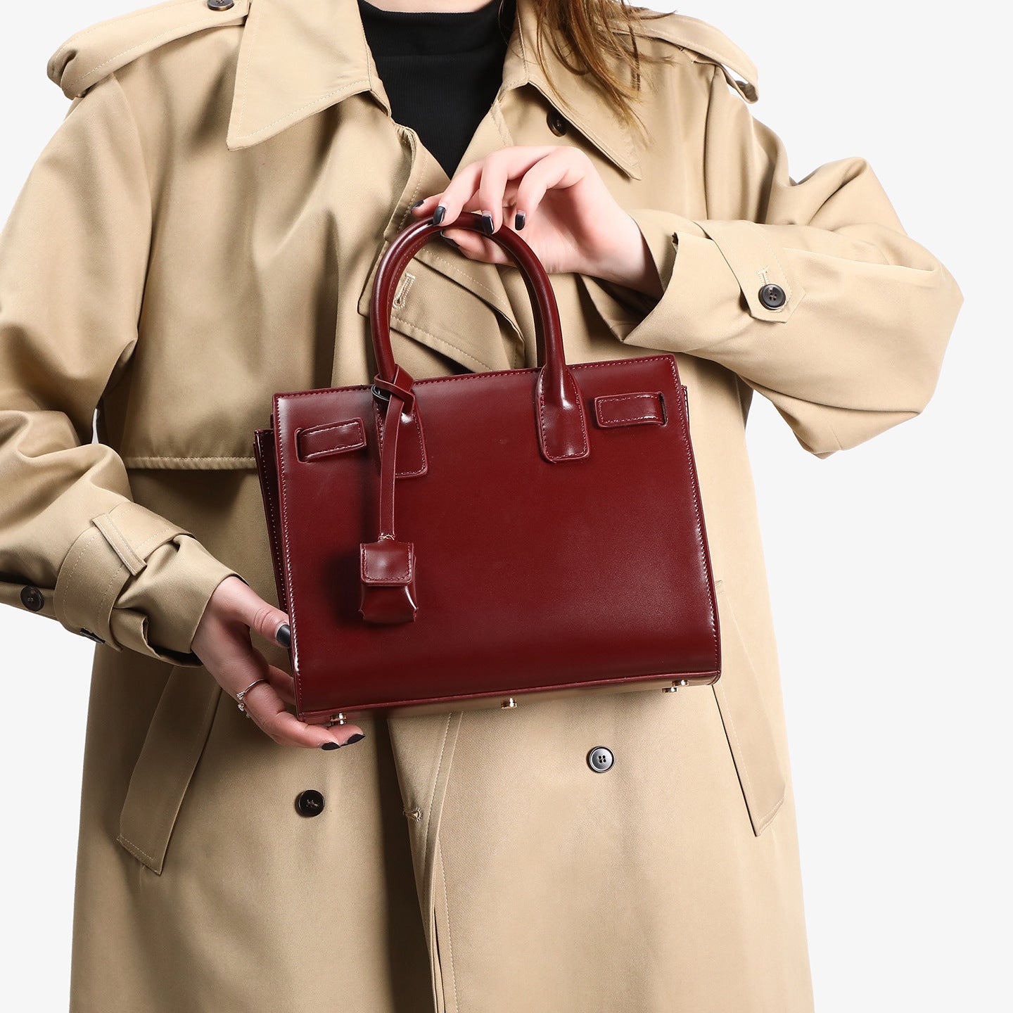 Women's Patent Leather Portable Organ Classic Shiny Large Tote Bags