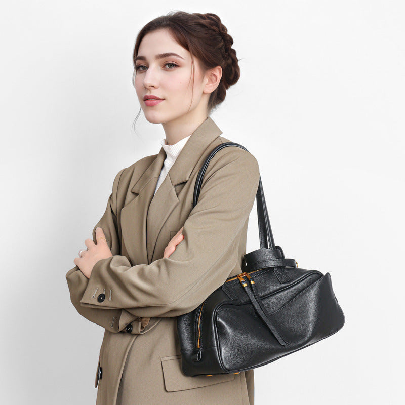 Women's Special Interest Light Luxury Niche Bowling Simple First Layer Bags
