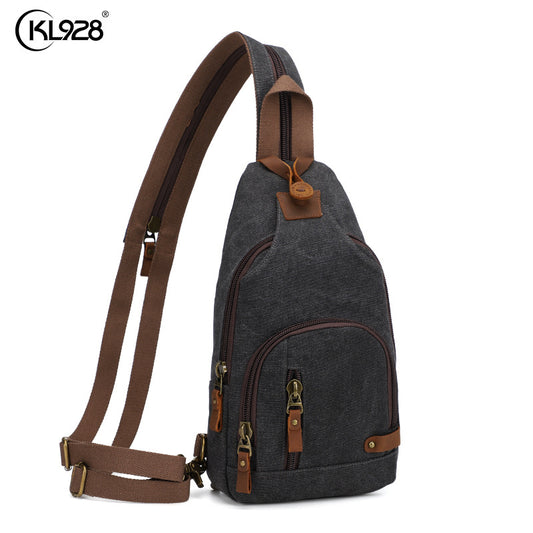 Men's Trend Canvas Multifunctional Niche One Two Men's Chest Bag
