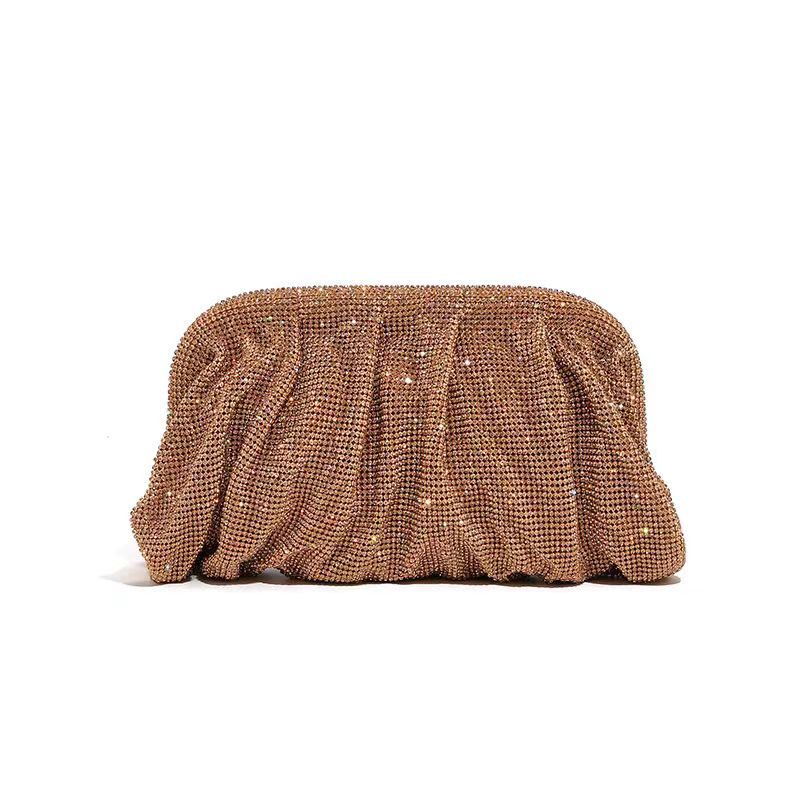 Women's Shiny Rhinestone Clip Diamond Clutch Cloud Shoulder Bags