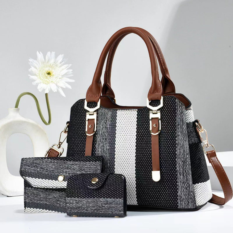 Mother Canvas Contrast Color Trendy Fashionable Elegant Bags