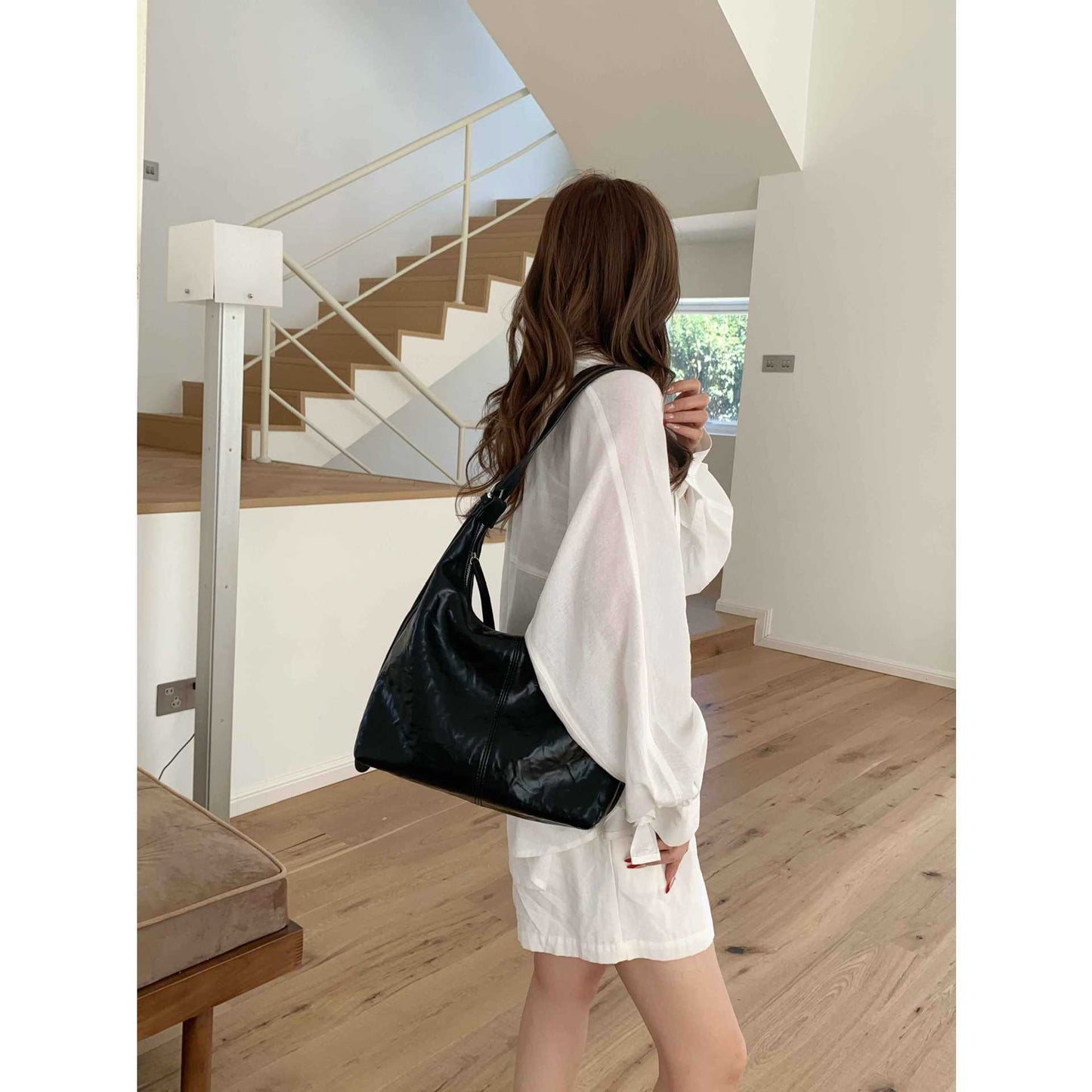 Women's Design Hand Grip Texture Large Capacity Totes Lazy Women's Handbag