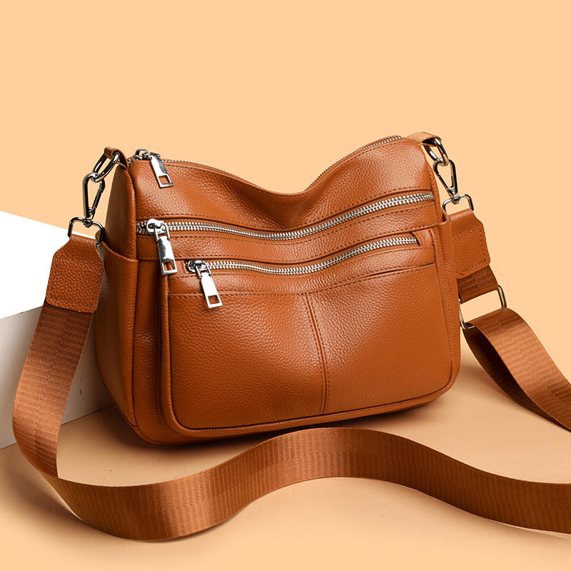 Female Lady First Layer Cowhide Large Capacity Women's Messenger Bag