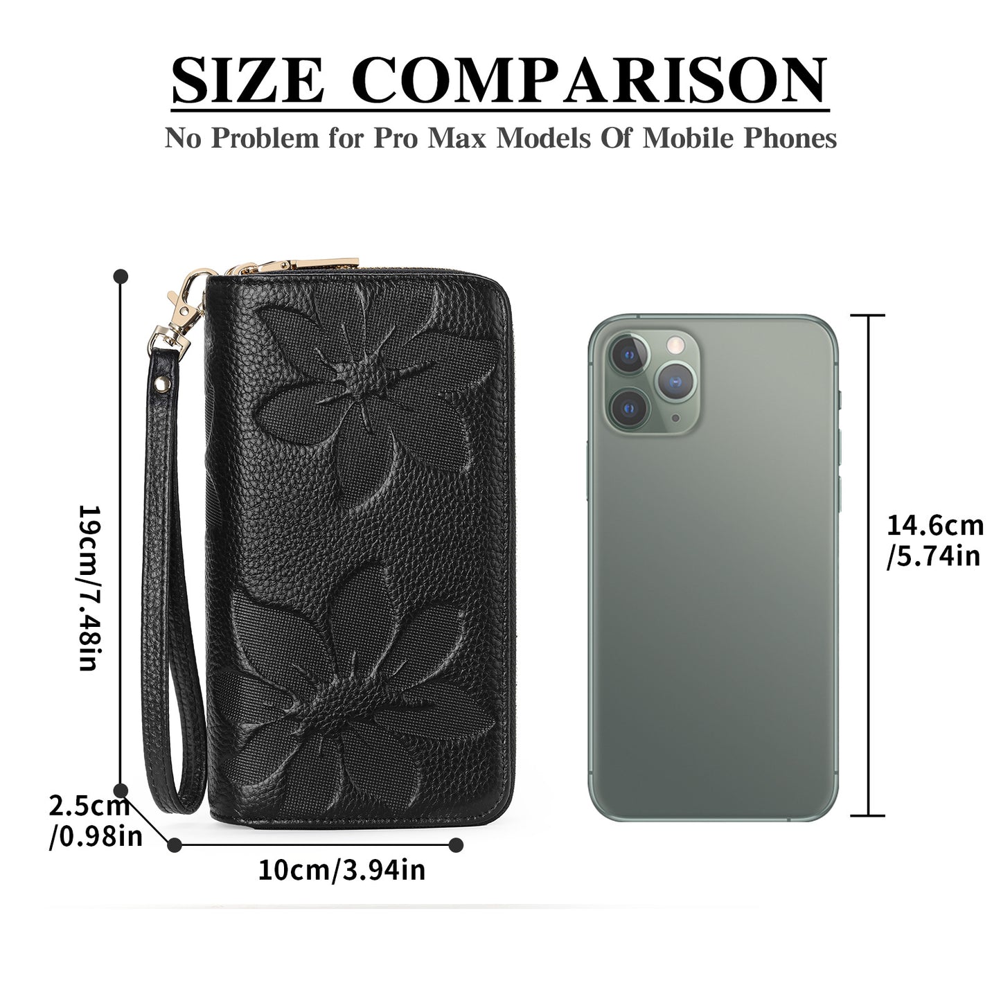 Women's Double Zip Large Capacity Long Top Layer Cowhide Clutch Ladies Wallet