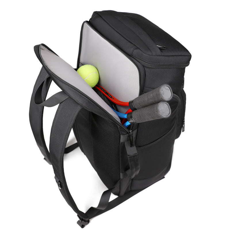Men's Large Capacity Badminton Printed Practical Black Oxford Leisure Backpack