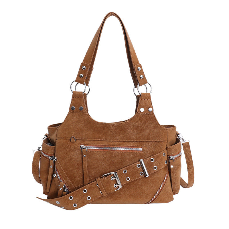 Winter High-grade Hot Motorcycle Underarm Large Capacity Rivet Women's Messenger Bag
