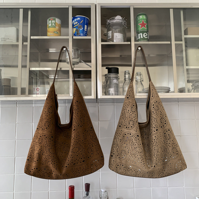 Women's Light Luxury Large Capacity Hollow Fashion Deerskin Women's Shoulder Bag