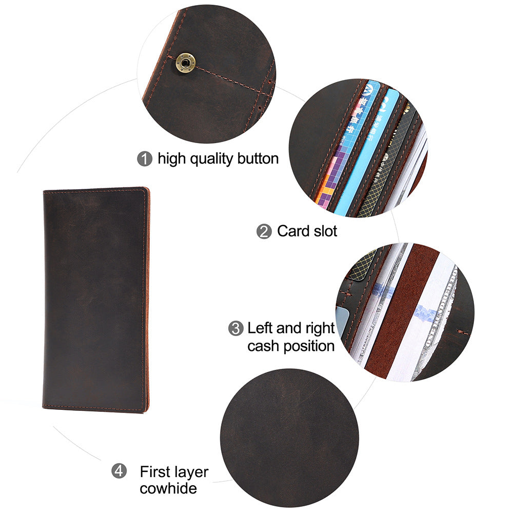 Men's Leather For Man High-grade Long Simple Vertical Purses